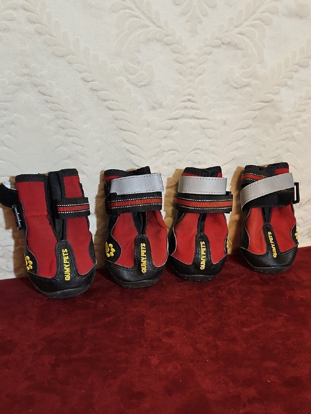 Red Reflective Dog Boots with Secure Straps